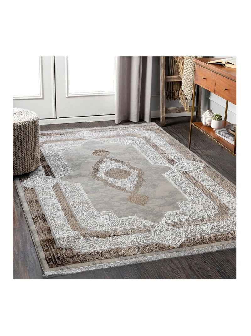 Tapis d'orient avec franges rectangle beige Casa Beige - Kiabi