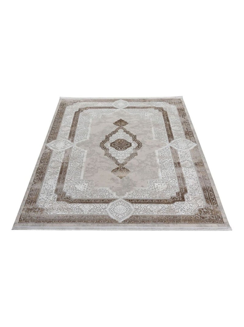 Tapis d'orient avec franges rectangle beige Casa Beige - Kiabi