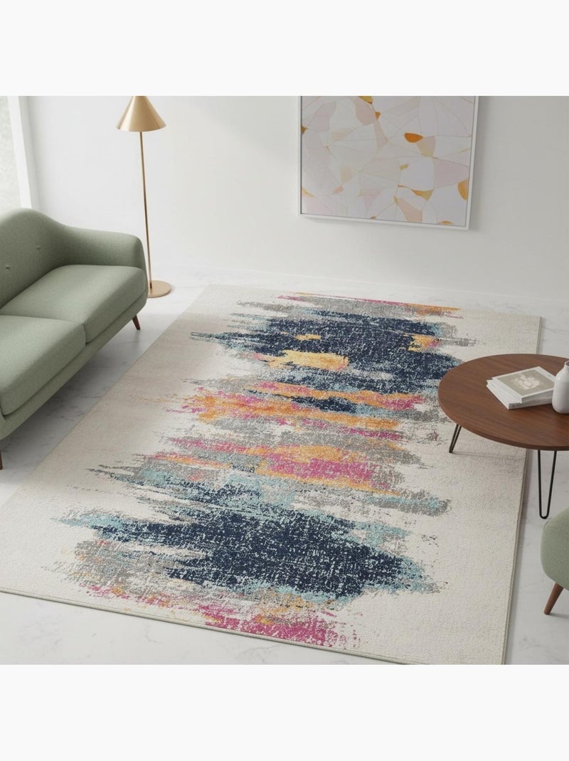 Tapis d'orient contemporain multicolore en polypropylène lyn3 ly. Rose - Kiabi