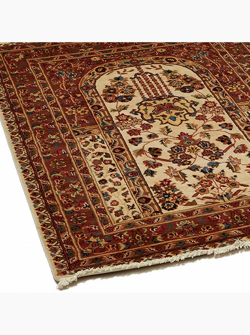 Tapis d'orient Fait main JIHANGIR 73 1A2T Beige 125x130 en soie - Kiabi