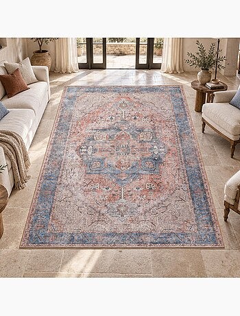 Tapis d'orient kilim motif oriental, lyn11 vintage c, tissée et chaleureuse