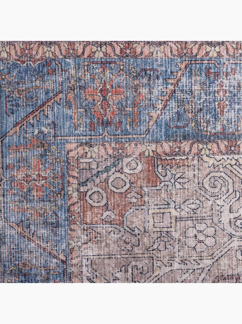 Tapis d'orient kilim motif oriental, lyn11 vintage c, tissée et chaleureuse Bleu - Kiabi