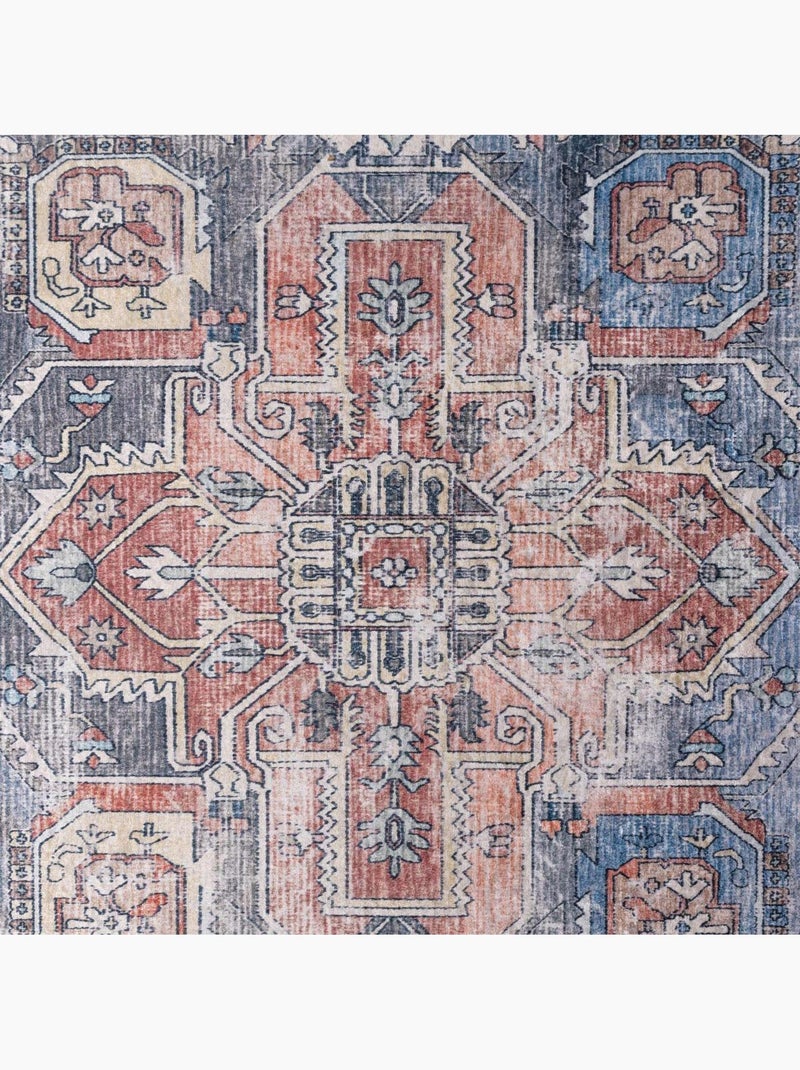 Tapis d'orient kilim motif oriental, lyn11 vintage c, tissée et chaleureuse Bleu - Kiabi