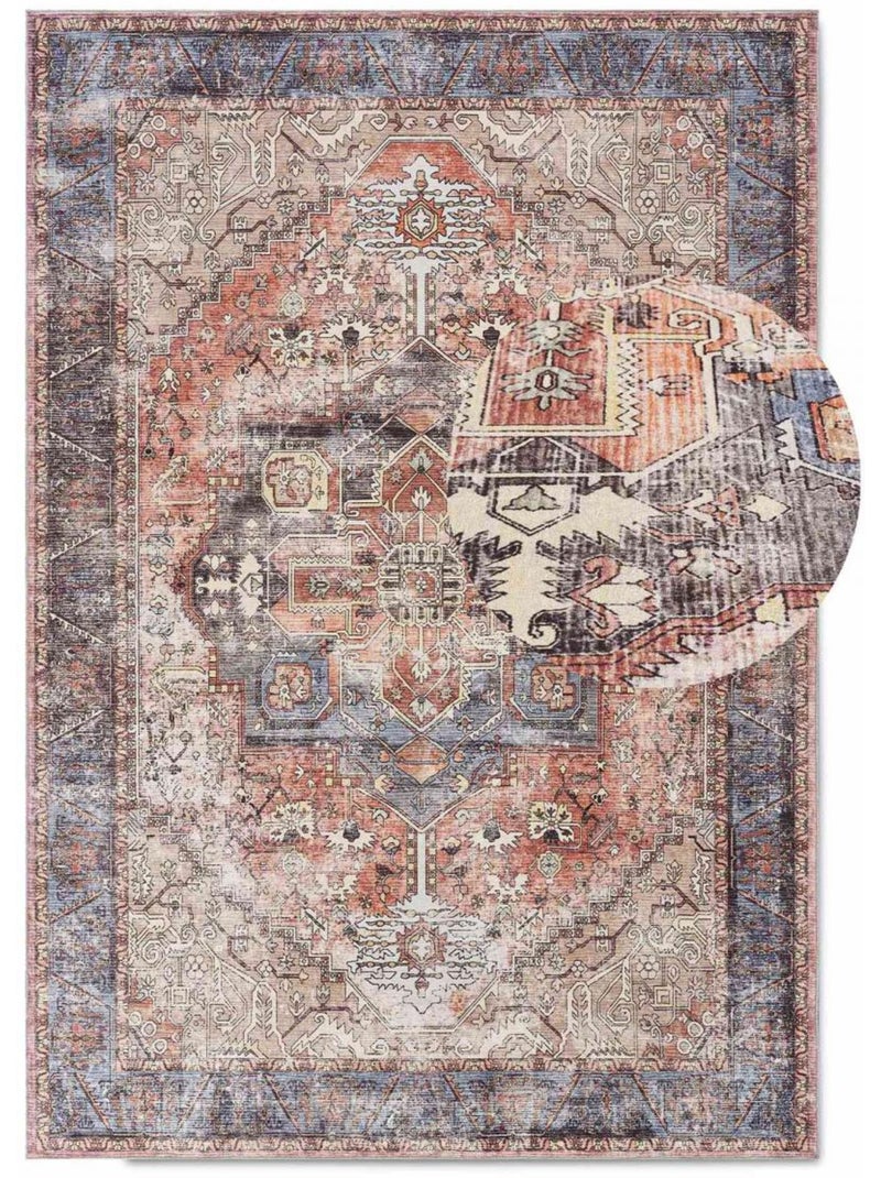 Tapis d'orient kilim motif oriental, lyn11 vintage c, tissée et chaleureuse Rose - Kiabi