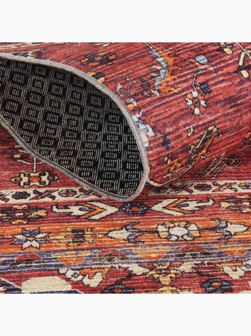 Tapis d'orient LYN11 VINTAGE A facile d'entretien Rouge - Kiabi