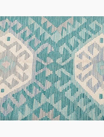 Tapis d'orient, motif géométrique authentique, tissé à plat, kilim 15