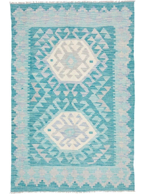 Tapis d'orient, motif géométrique authentique, tissé à plat, kilim 15 - Kiabi