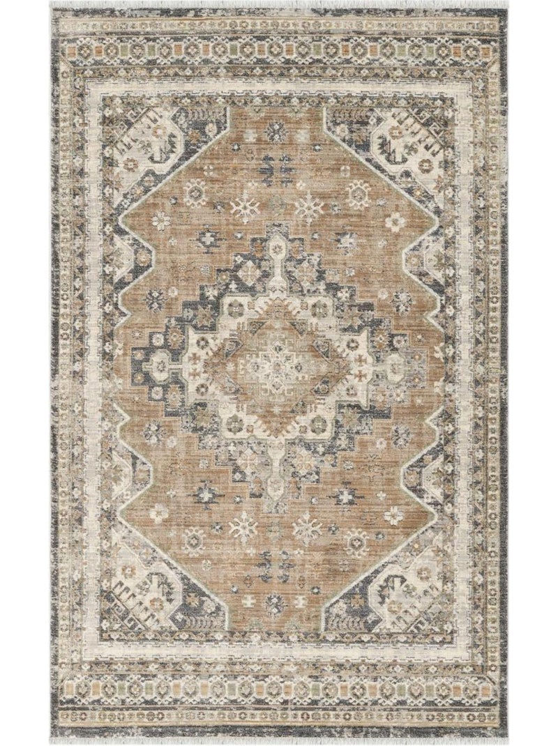 Tapis d'orient, motif oriental authentique, tissé, lyn52 bouka Beige - Kiabi