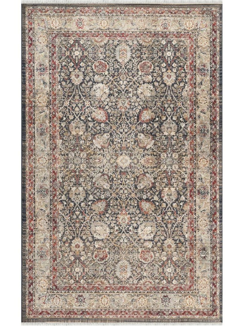 Tapis d'orient, motif oriental authentique tissé, lyn52 tabriza Bleu - Kiabi
