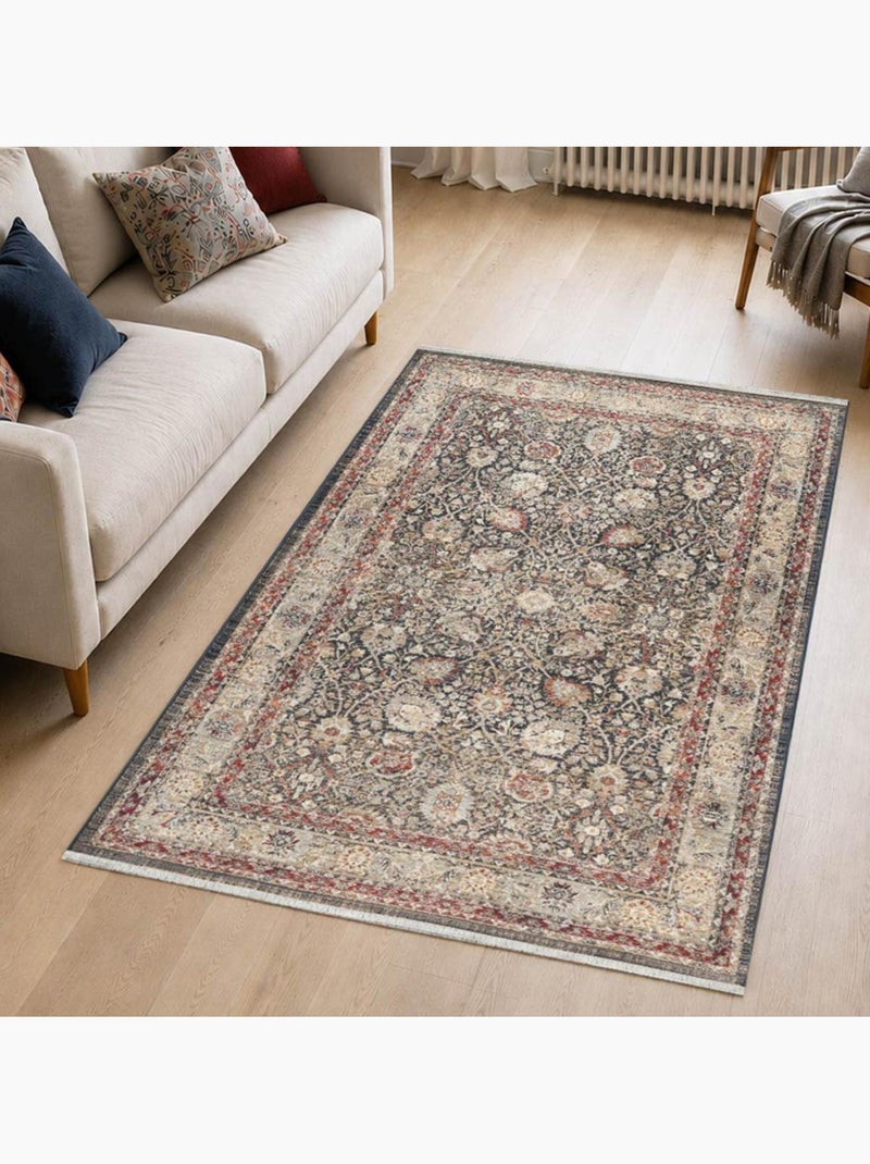 Tapis d'orient, motif oriental authentique tissé, lyn52 tabriza Bleu - Kiabi