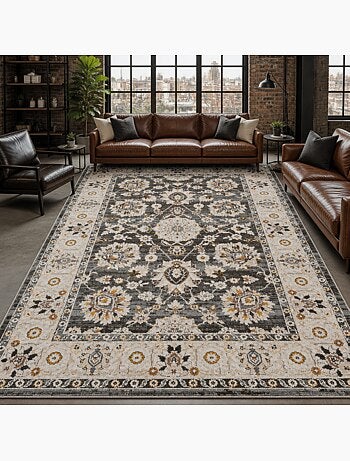 Tapis d'orient, motif oriental en relief, style authentique lyn51 opale