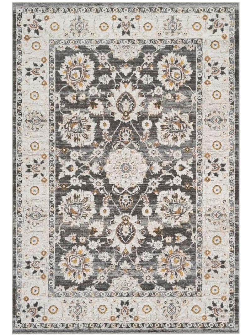 Tapis d'orient, motif oriental en relief, style authentique lyn51 opale Noir - Kiabi
