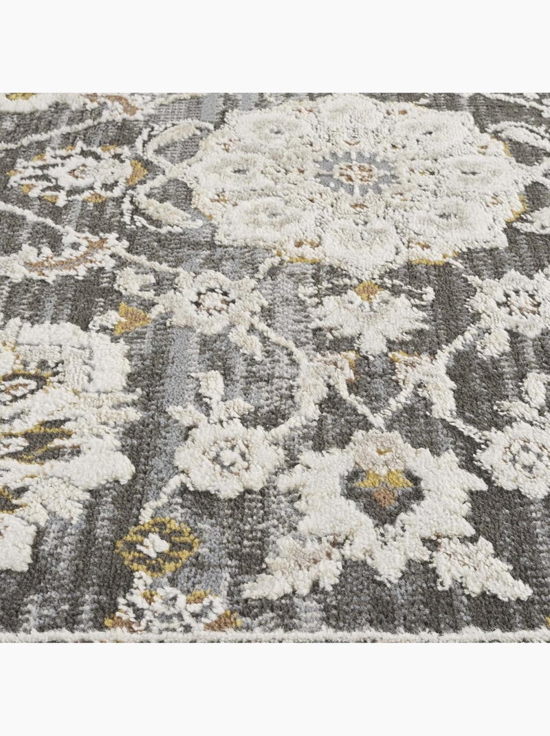Tapis d'orient, motif oriental en relief, style authentique lyn51 opale Noir - Kiabi