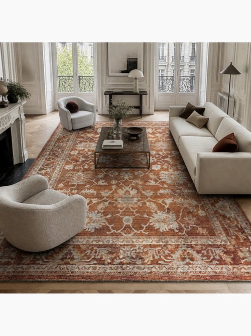 Tapis d'orient, motif oriental raffiné, tissé, poils ras - Kiabi