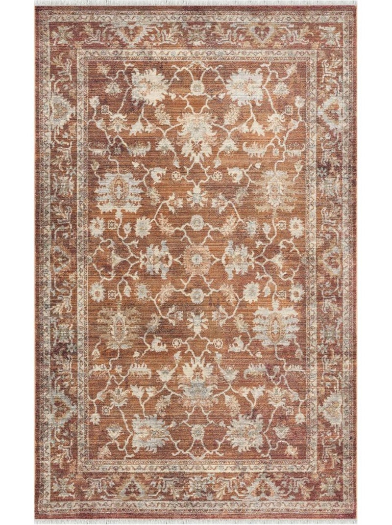 Tapis d'orient, motif oriental raffiné, tissé, poils ras Marron - Kiabi