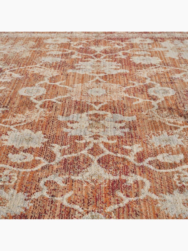Tapis d'orient, motif oriental raffiné, tissé, poils ras Marron - Kiabi