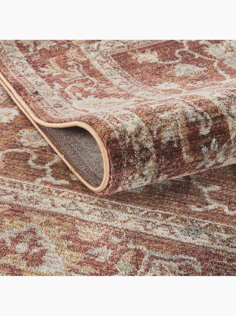 Tapis d'orient, motif oriental raffiné, tissé, poils ras Marron - Kiabi