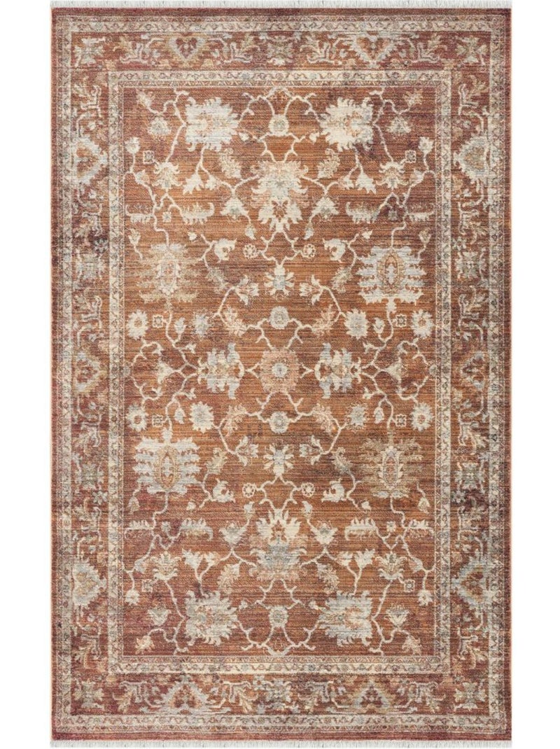 Tapis d'orient, motif oriental raffiné, tissé, poils ras Marron - Kiabi