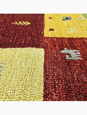 Tapis d'orient myla fait main en laine, motif gabbeh multicolore