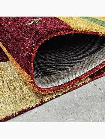Tapis d'orient myla fait main en laine, motif gabbeh multicolore