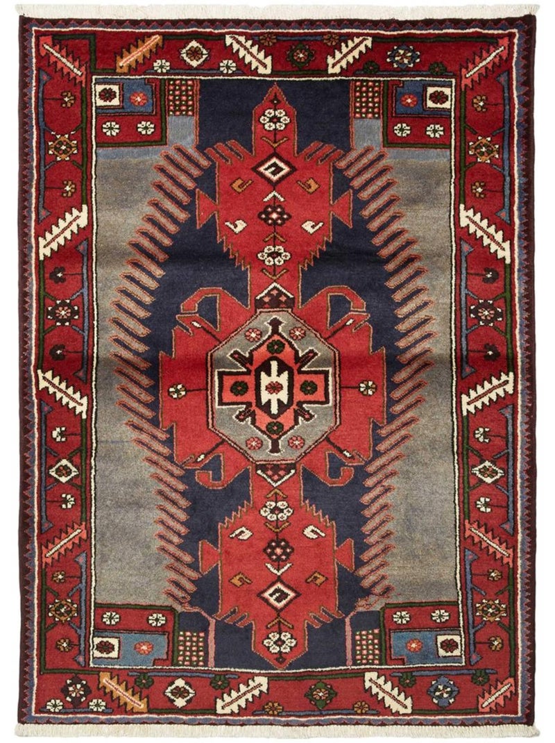 Tapis d'orient oriental, noué main en laine, hamadan 46 Rouge - Kiabi