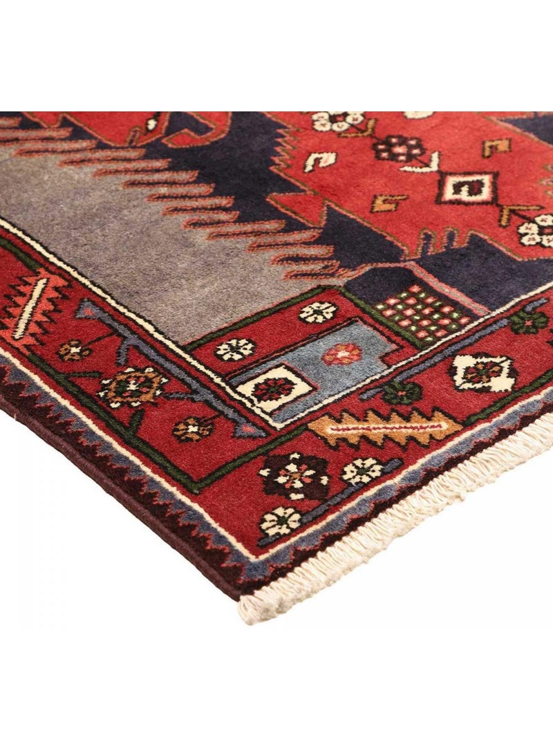 Tapis d'orient oriental, noué main en laine, hamadan 46 Rouge - Kiabi