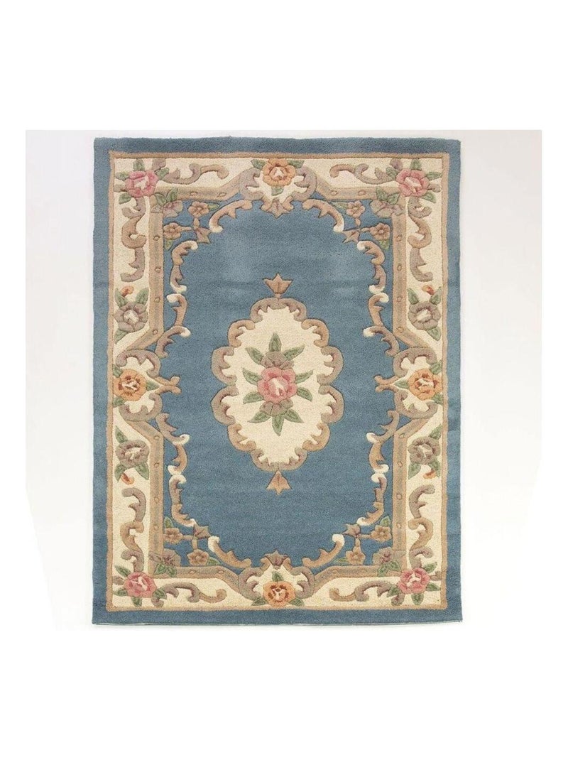 Tapis d'orient shaggy en laine Aubusson Bleu - Kiabi