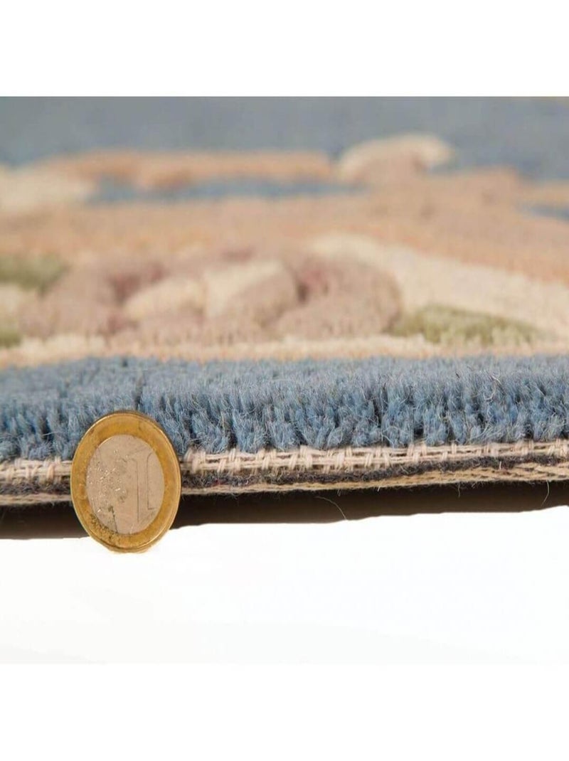 Tapis d'orient shaggy en laine Aubusson Bleu - Kiabi