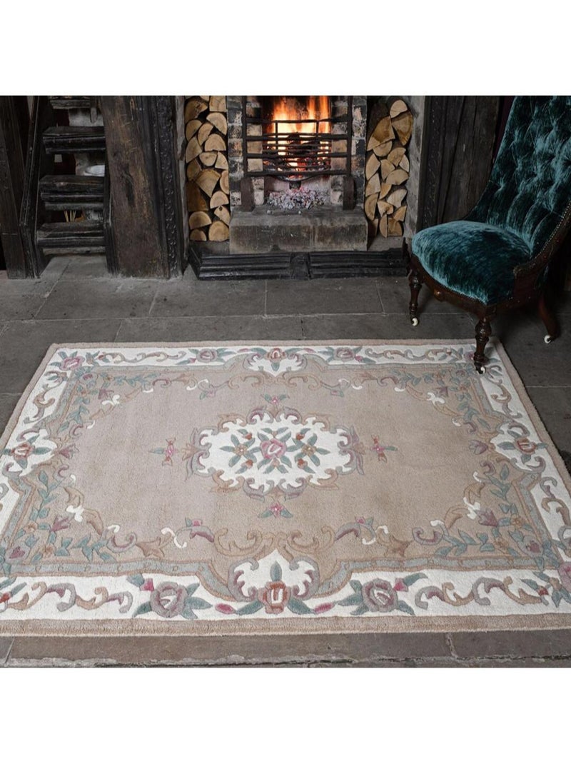 Tapis d'orient shaggy en laine Aubusson Marron - Kiabi