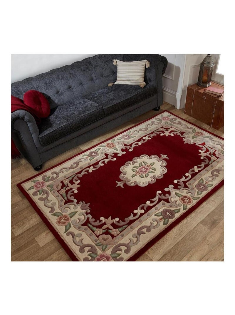 Tapis d'orient shaggy en laine Aubusson Rouge - Kiabi
