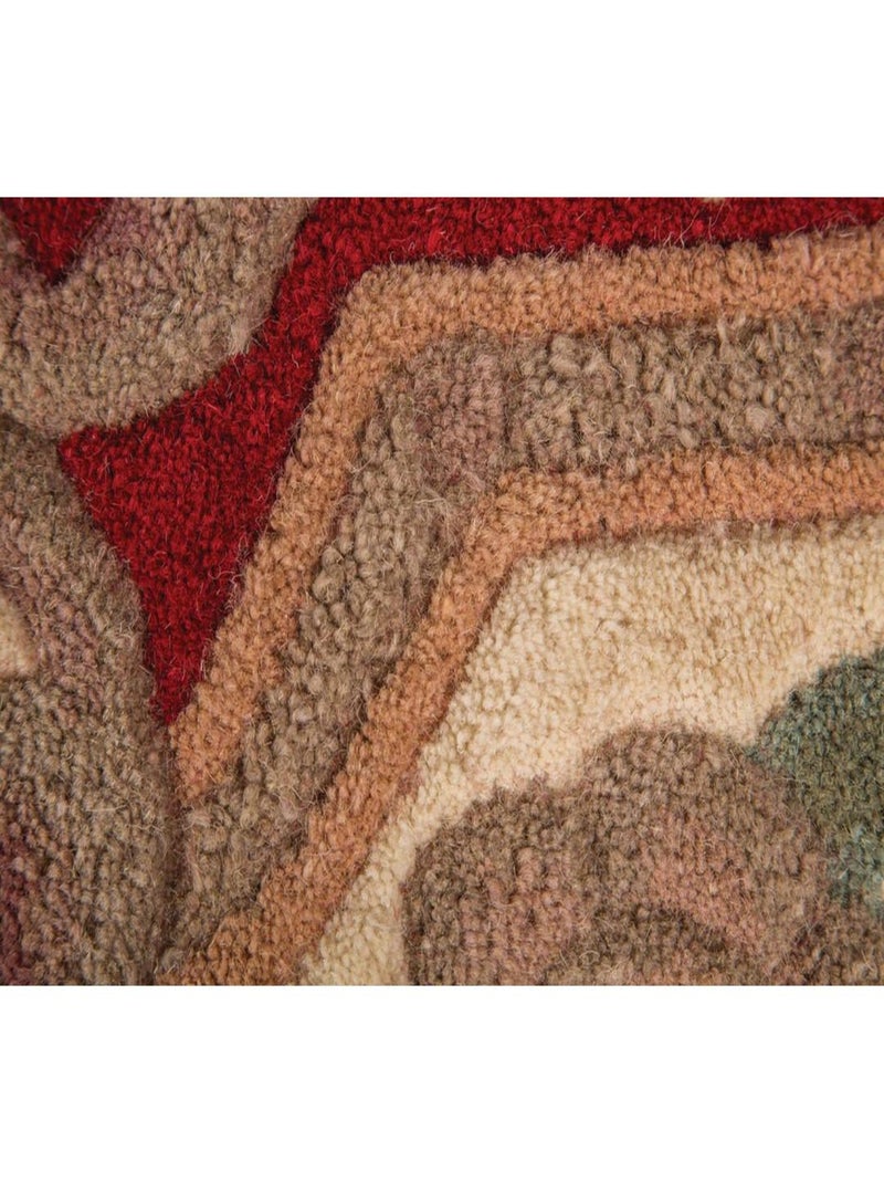 Tapis d'orient shaggy en laine Aubusson Rouge - Kiabi