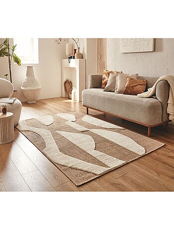 Tapis doux aspect jute motif abstrait