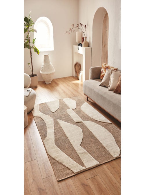 Tapis doux aspect jute motif abstrait - Kiabi