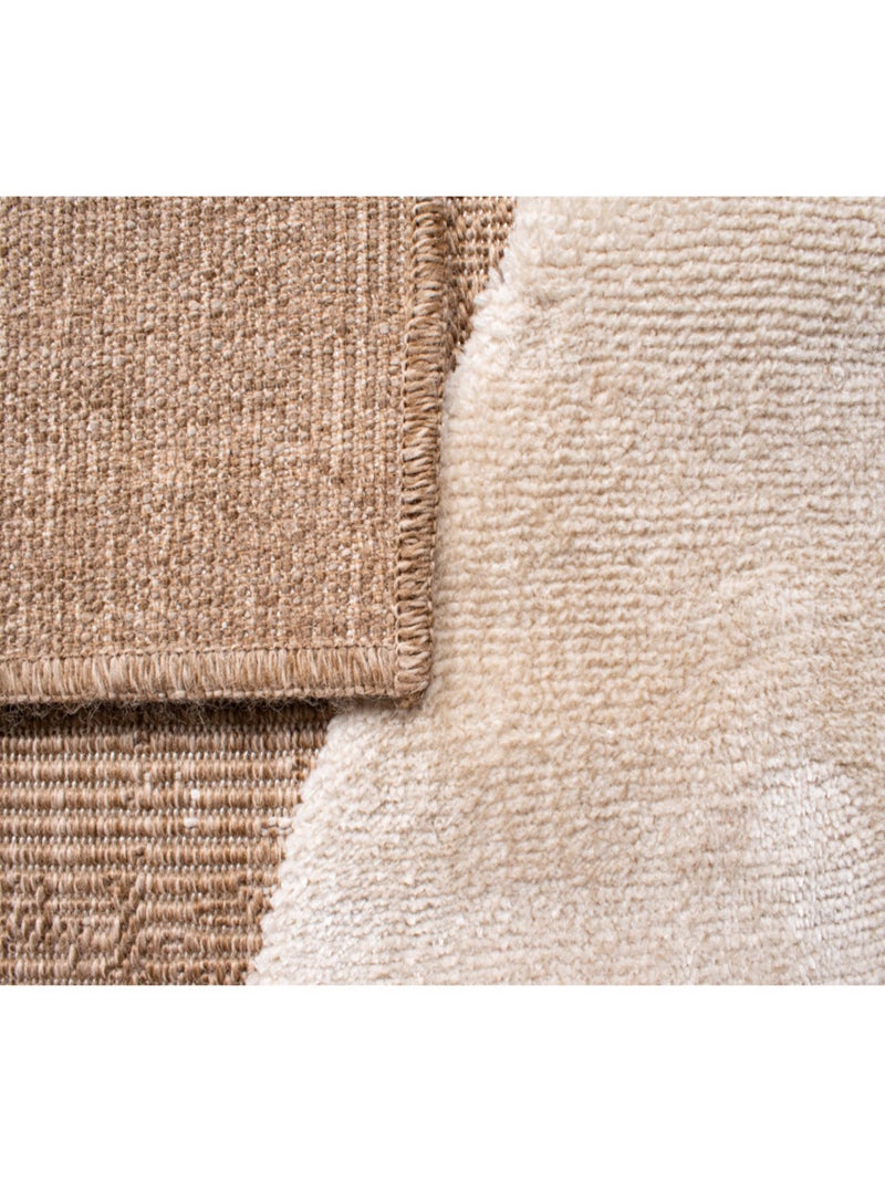 Tapis doux aspect jute motif abstrait Blanc - Kiabi
