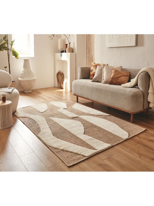 Tapis doux aspect jute motif abstrait - Kiabi