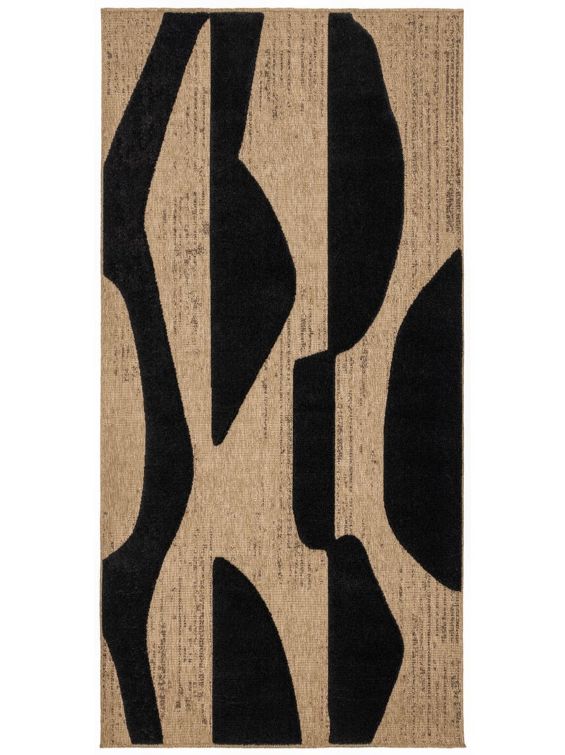 Tapis doux aspect jute motif abstrait Noir - Kiabi