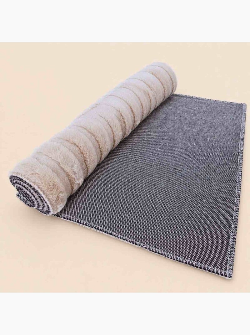 Tapis doux beige forme arches 60x110cm Blanc - Kiabi