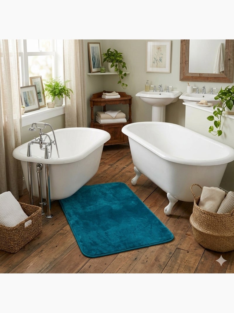 Tapis doux en flanelle Bleu - Kiabi