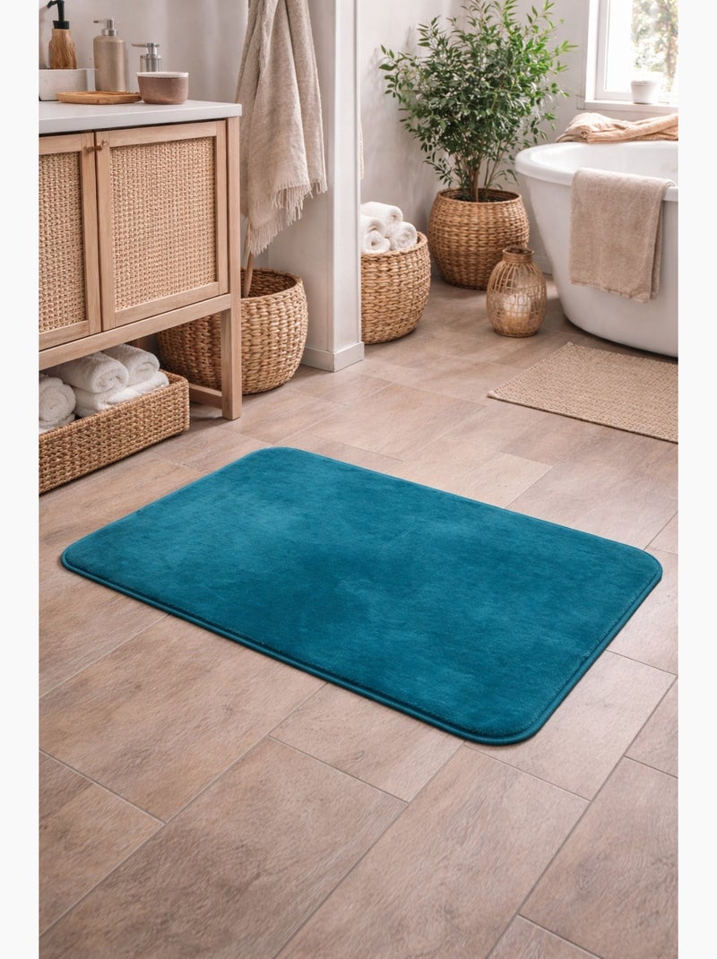 Tapis doux en flanelle Bleu - Kiabi