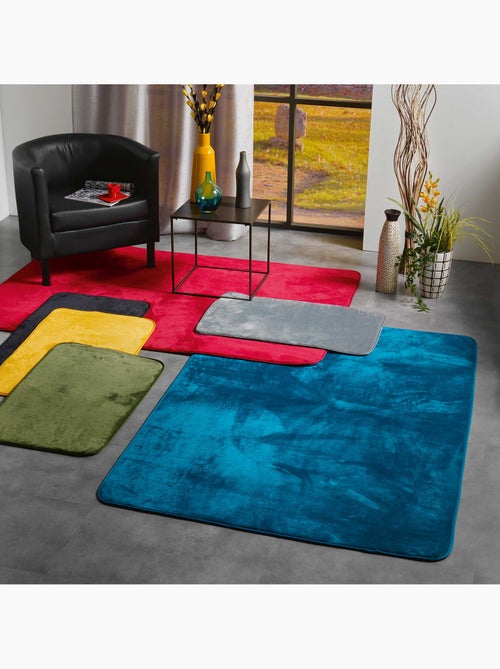 Tapis Doux en Microfibre - Vert Uni - Antidérapant - Confort et Déco - 120 x 170 cm - Kiabi