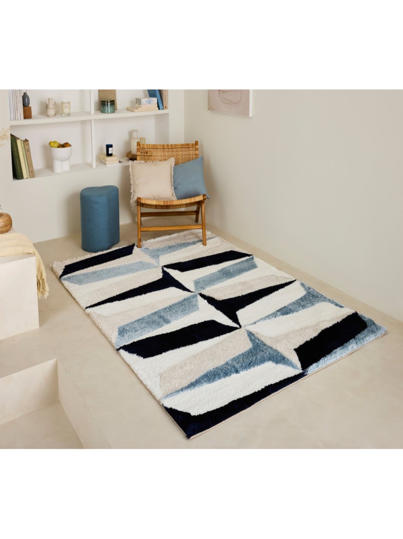 Tapis doux graphiques Bleu - Kiabi