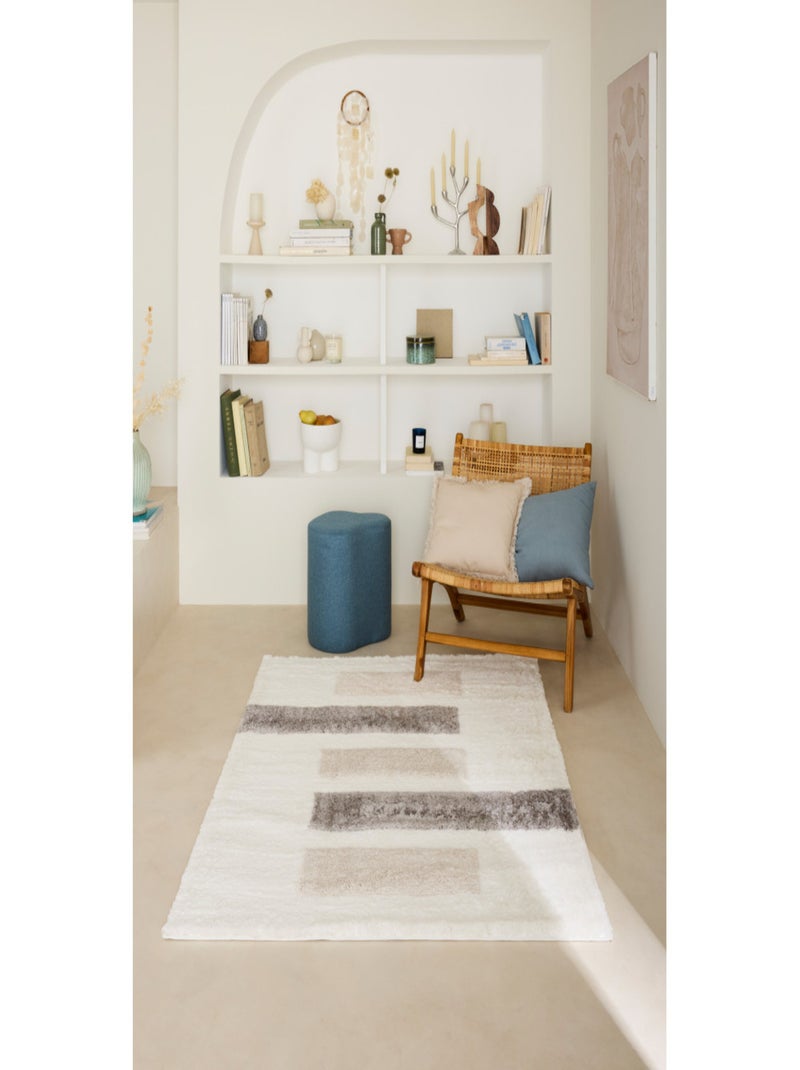 Tapis doux rayés Ivoire - Kiabi