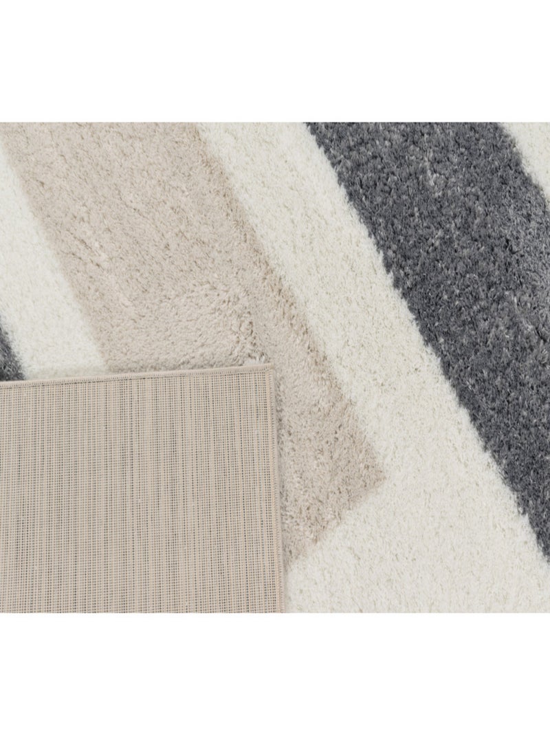 Tapis doux rayés Ivoire - Kiabi