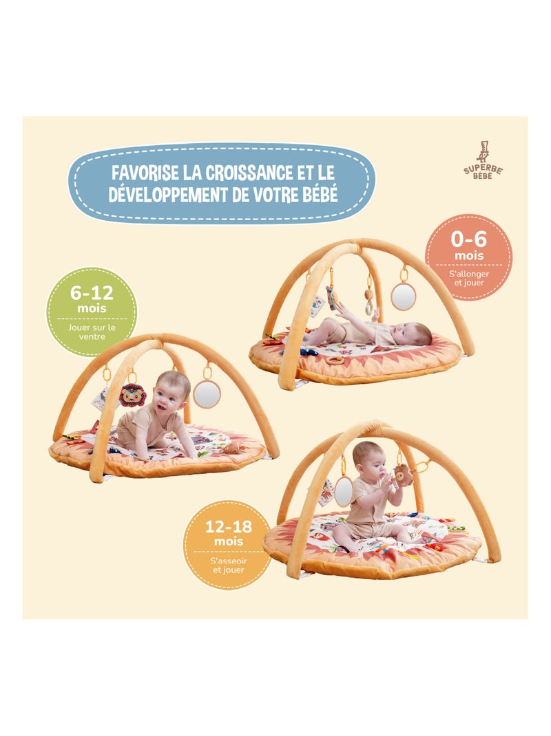 Tapis d'?veil avec arches LITTLE JUNGLE | SUPERBE BEBE Orange - Kiabi