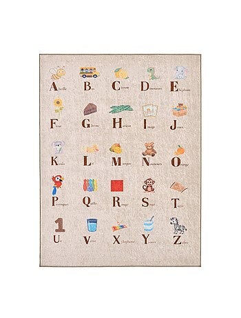 Tapis éducatif intérieur enfant beige abécédaire Scoty