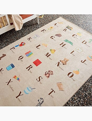 Tapis éducatif intérieur enfant beige abécédaire Scoty