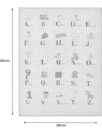 Tapis éducatif intérieur enfant beige abécédaire Scoty