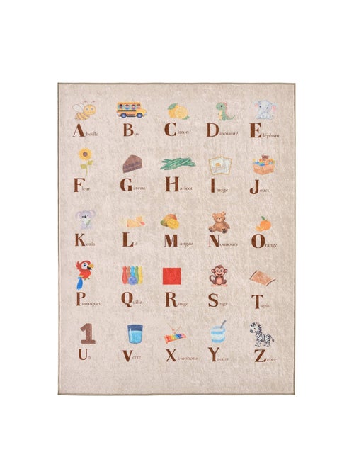 Tapis éducatif intérieur enfant beige abécédaire Scoty - Kiabi