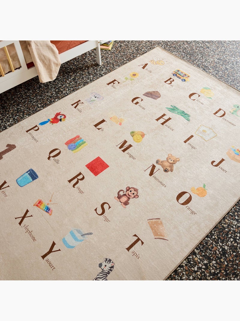 Tapis éducatif intérieur enfant beige abécédaire Scoty Beige - Kiabi