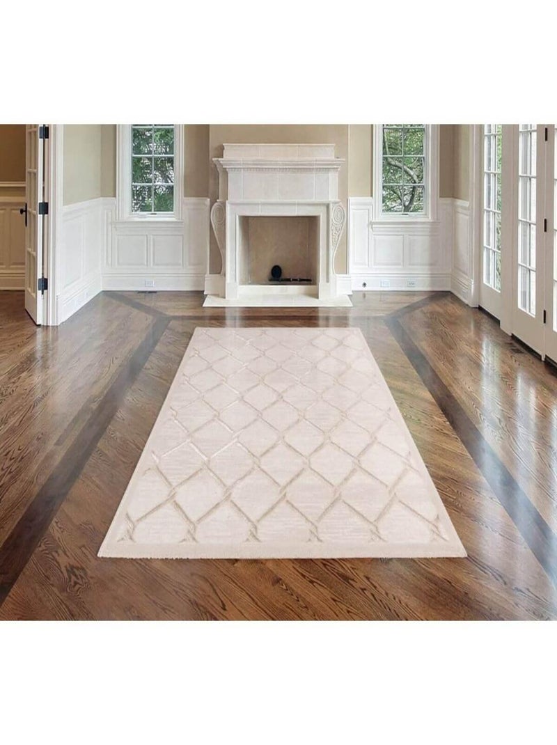 Tapis effet 3D contemporain beige intérieur brillant Binche Beige - Kiabi